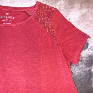 American Eagle Lace Top Tee Short Sleeve Summer